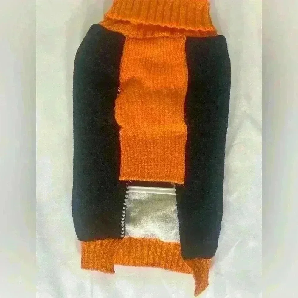Dog Pet sweater for Halloween super soft orange black ghost size XS